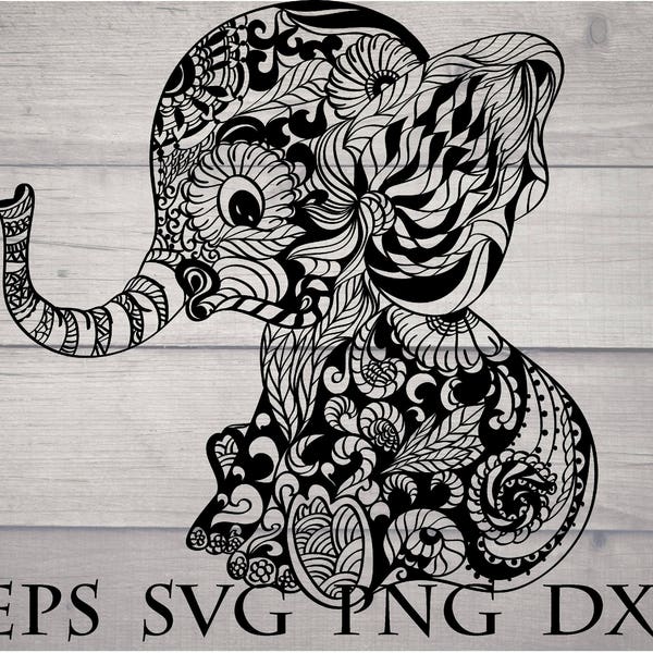 Elephant mandala svg, baby elephant svg