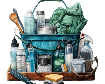 25 PNG Cleaning Supplies Housekeeping Bucket Clipart