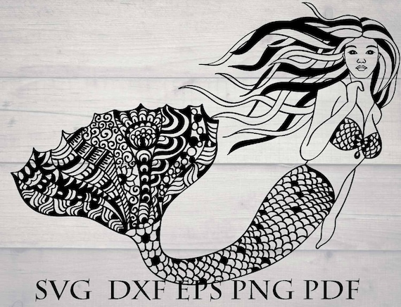 Download Intricate Mermaid In Mandala Svg Files For Cricut Zentangle Etsy