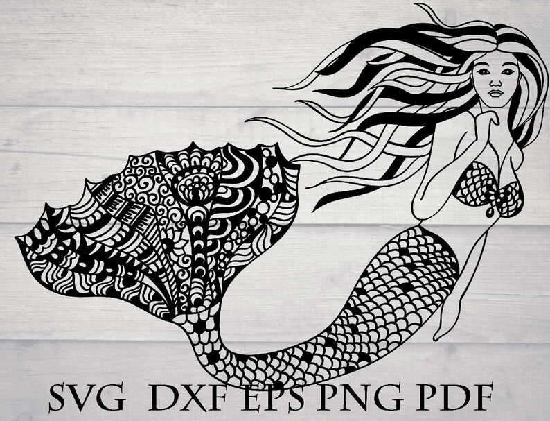 Download Intricate Mermaid in mandala svg files for cricut ...