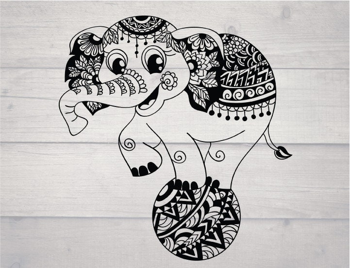Download Circus elephant svg floral elephant svg png vector cut file | Etsy