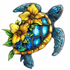 10 PNG de tortuga marina floral: imágenes prediseñadas de tortuga de acuarela: arte de animales marinos tropicales para manualidades de playa, habitación infantil o decoración de verano
