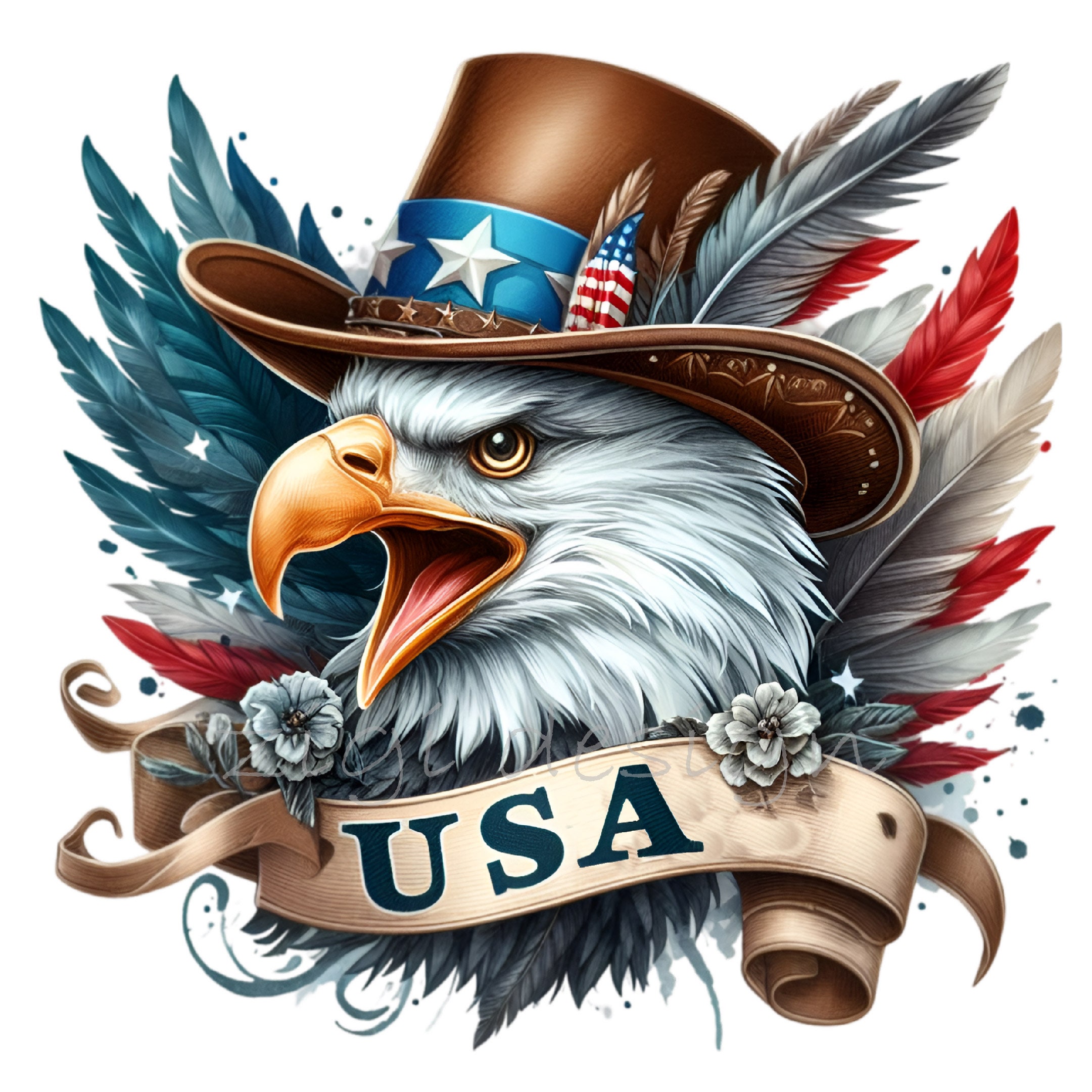 12 PNG Patriotic Eagle PNG – USA Bald Eagle With Cowboy Hat Clipart – 4th  of July American Pride Art for Shirts, Mugs, Signs, Sublimation - Etsy, image size:2161x2161