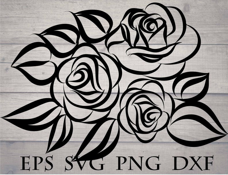 Download Rose drawings flower pattern svg cut file eps dxf png | Etsy