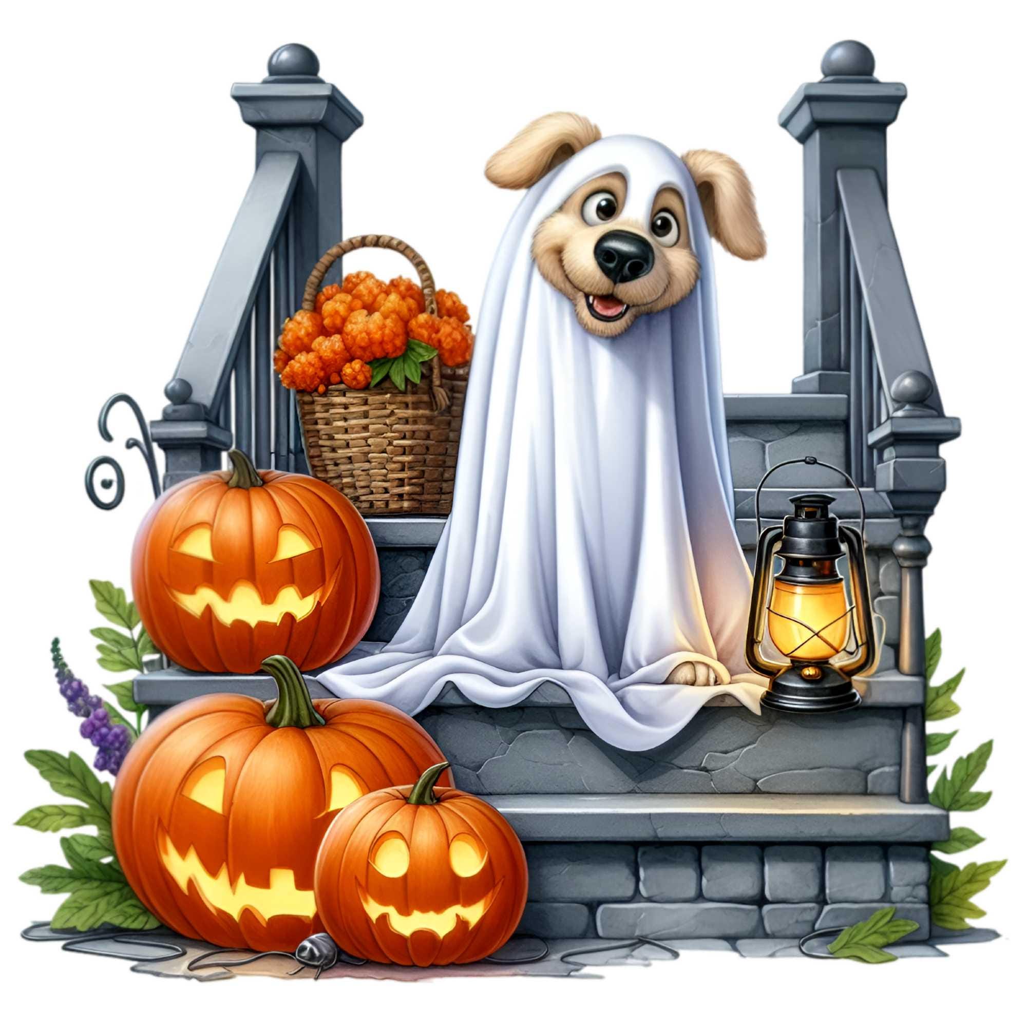 9 PNG Ghost Dog Scruffy Puppy Witch Hat Clipart, Spooky Pumpkin - Etsy