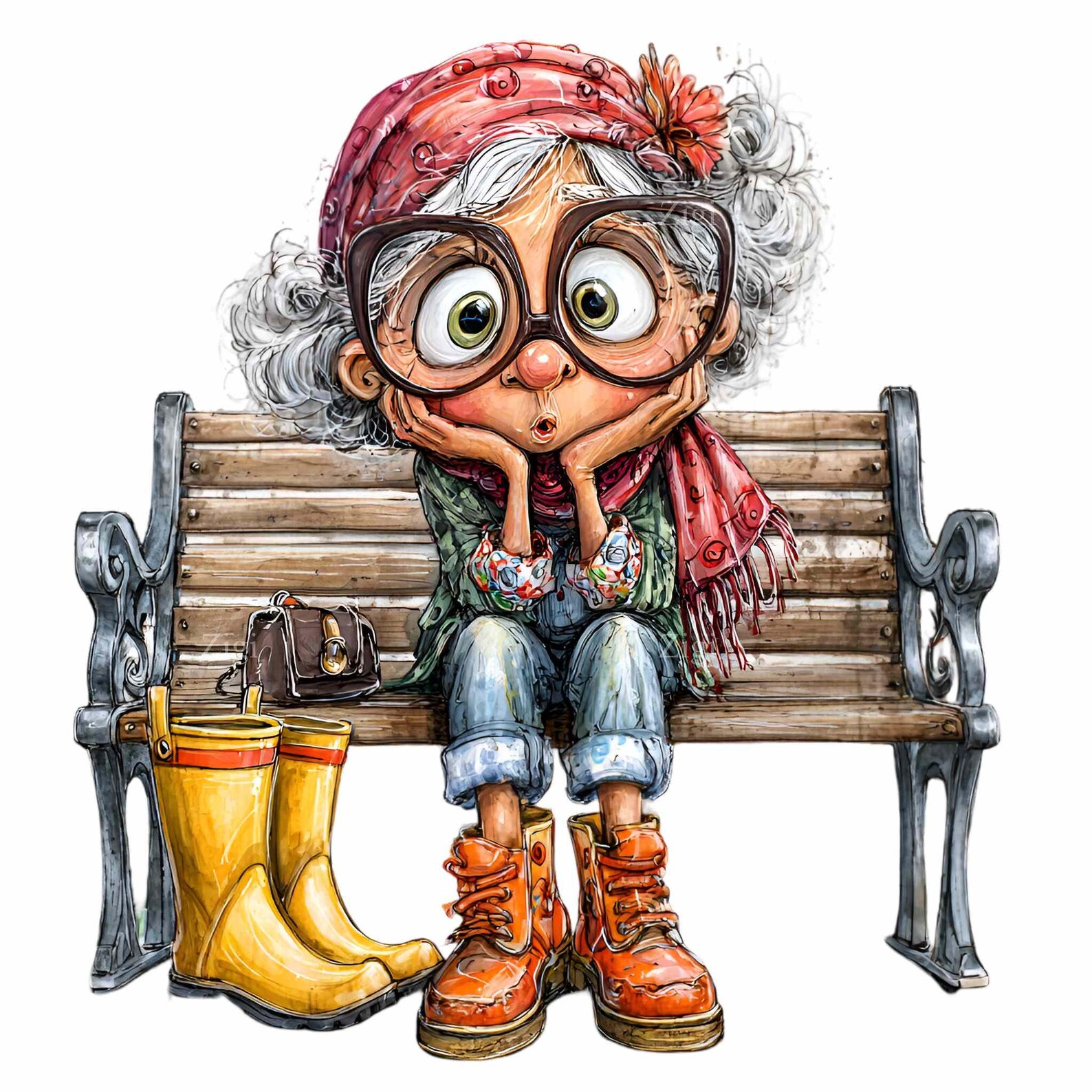 12 PNG Funny Grandma PNG Clipart – Cute Elderly Lady in Garden Outfit ...