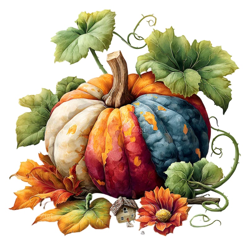 16 PNG Watercolor Textured Pumpkin, Rustic Fall Harvest Clipart - Etsy