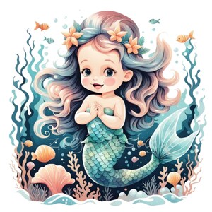 Mermaid Clipart 20 PNG Watercolor - Etsy
