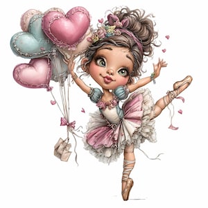 Ballerina dancing PNG ballet tutu heart balloon graphic