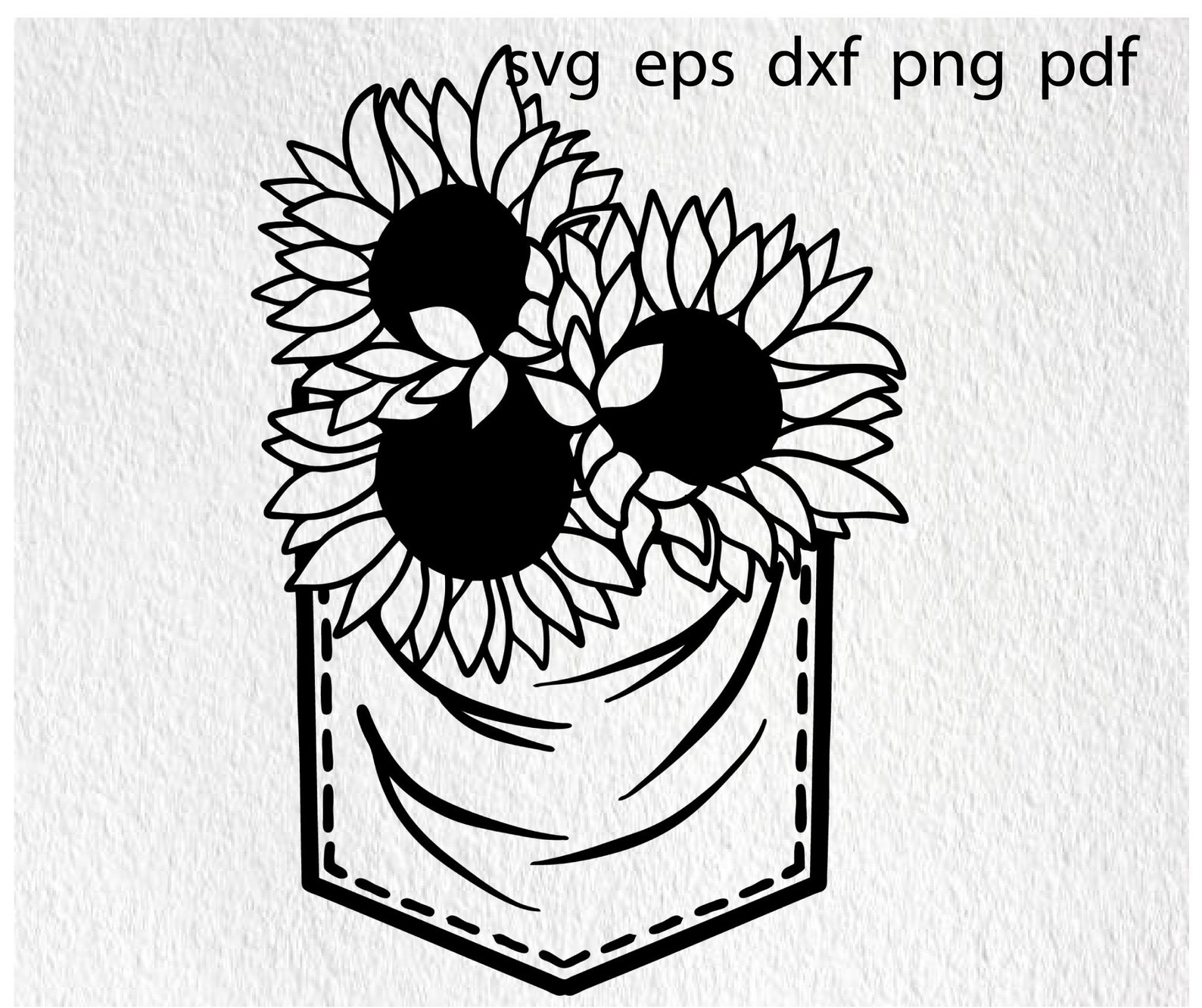 Sunflower pocket svg floral flower shirt pocket svg dxf png | Etsy