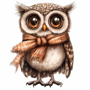 16 かわいい赤ちゃんフクロウ PNG、秋のフクロウのクリップアート、森の鳥のデジタルダウンロード、透明な背景、秋の昇華