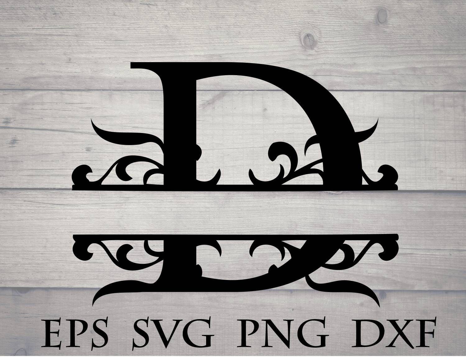 Split initial svg split letter D monogram svg split | Etsy