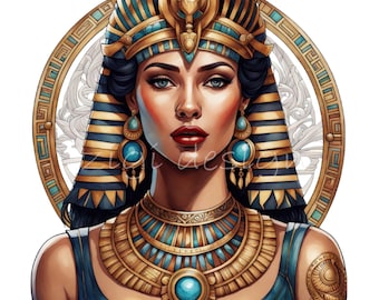 15 imágenes prediseñadas de la antigua reina PNG: Diosa egipcia PNG: Arte de Cleopatra para sublimación, decoración de paredes, diseño e impresión digital