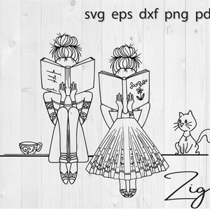 Girl reading books svg, book lover svg, reading svg, books svg, book svg, library svg, book girl svg, librarian svg, loves books svg