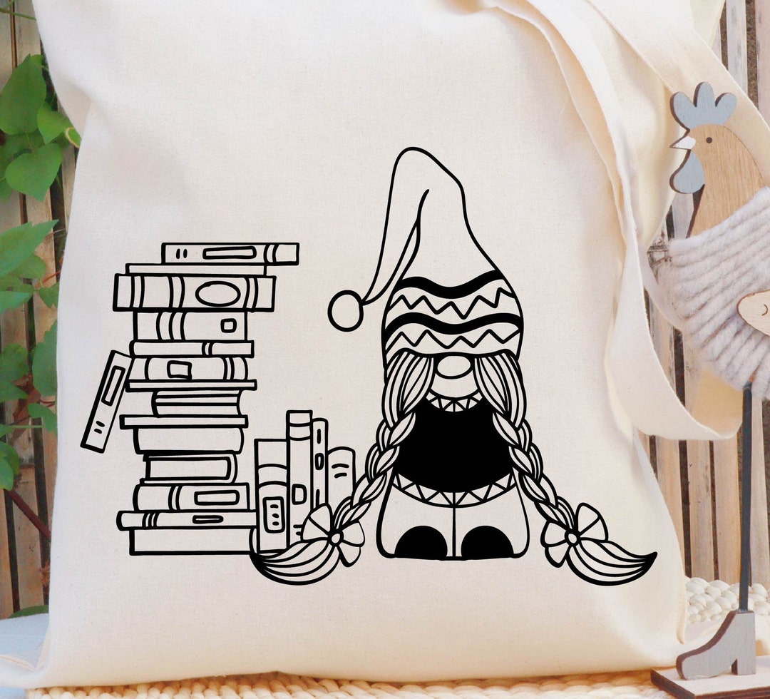 Girl Gnome SVG Reading Books SVG English Teacher Cut Files Etsy