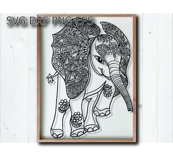 Download Jumping Elephant Svg Dxf Baby Showers Mandala Vector Etsy
