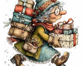 15 PNG Christmas Grandma Winter Gift Delivery Holiday Clipart