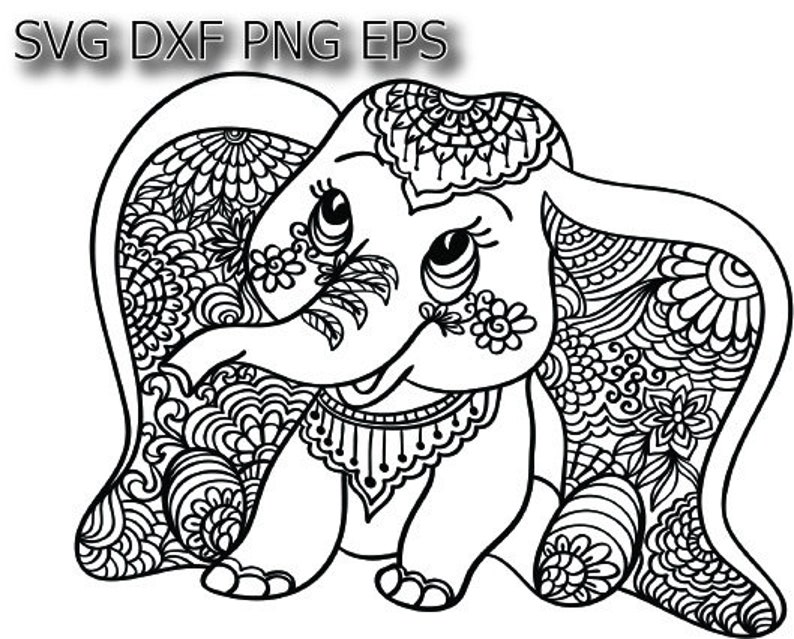 Download Baby elephant svg animal mandala svg zentangle for cricut ...