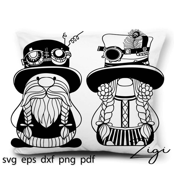 Steampunk Hat SVG,  Goggles SVG, Gnomes Svg, Victorian Fashion, Vector Art, Cut File, Vinyl Transfer, Dxf, Instant Downloads