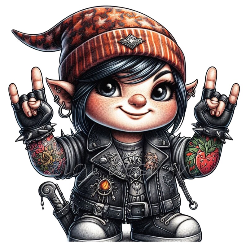 18 PNG Rocker Elf Clipart, Pink Girl Motorcycle Tattooed Fairy Biker - Etsy