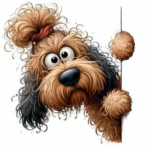 12 Peeking Labradoodle Clipart | Cute Labradoodle Puppy PNG | Dog Illustration for Craft Projects, Stickers, and Nursery Decor