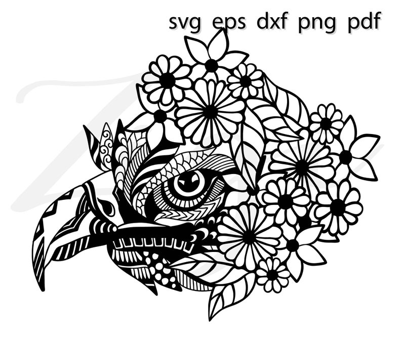 Download Floral eagle svg bald eagle head svg mandala zentangle ...