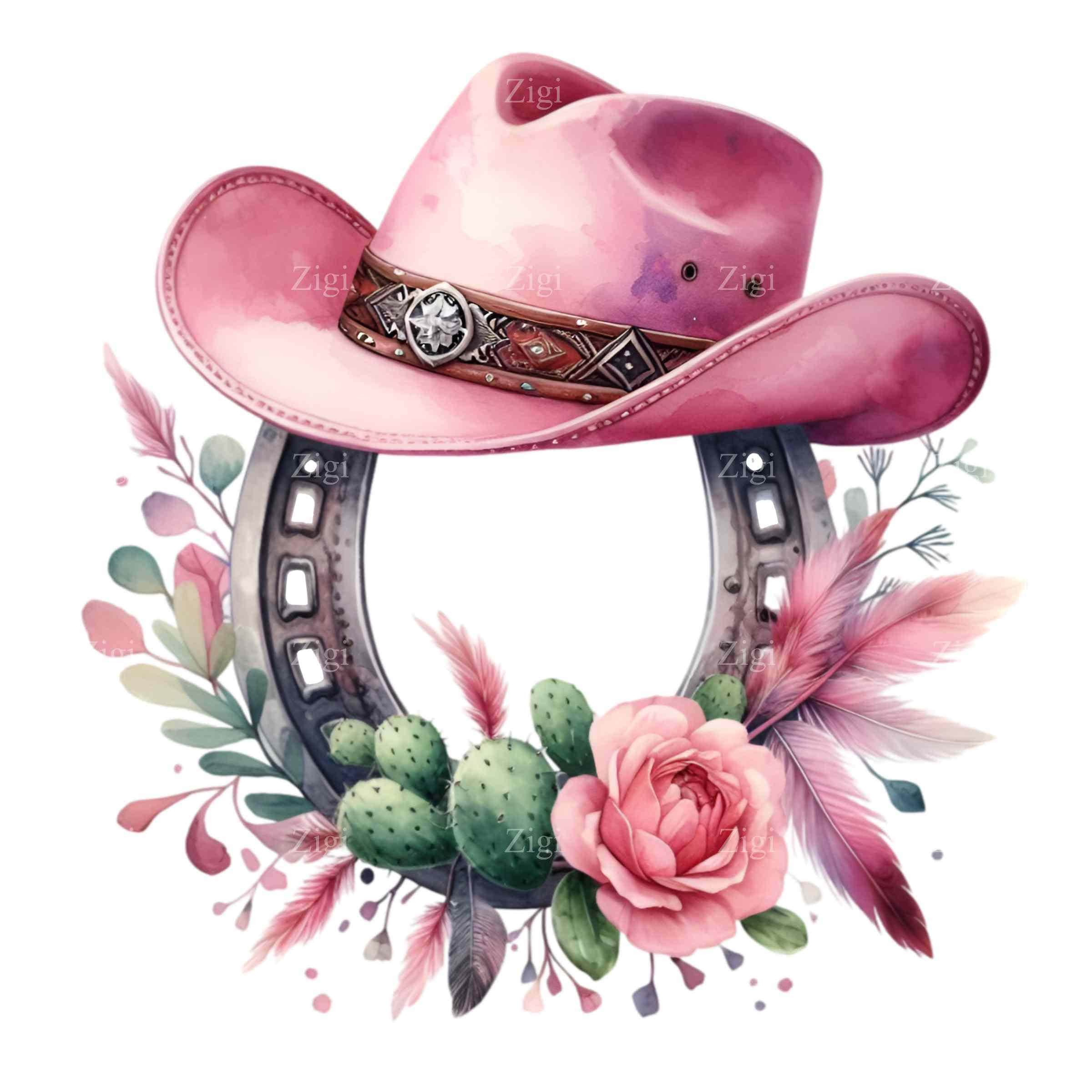 12 sombreros de vaquera rosas con herraduras PNG Clipart, ilustración de  sombrero occidental floral, arte de decoración rústica del campo - Etsy  México, image size:2400x2400