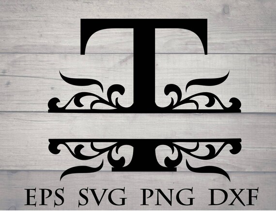 Download Monogram Split Initial Svg Divided Initial T Svg Split Etsy