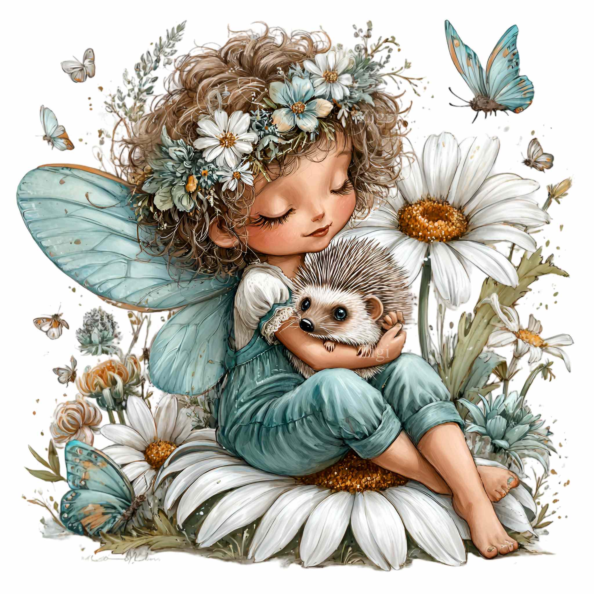 15 PNG Flower Fairy Girl Clipart – Cute Watercolor PNG – Daisy Wings ...
