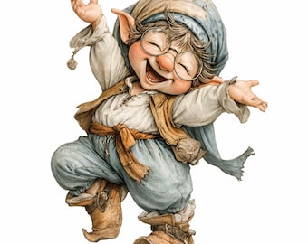 16 PNG Happy Gnome, Magical Fantasy Elf Clipart, Garden Folklore Graphic