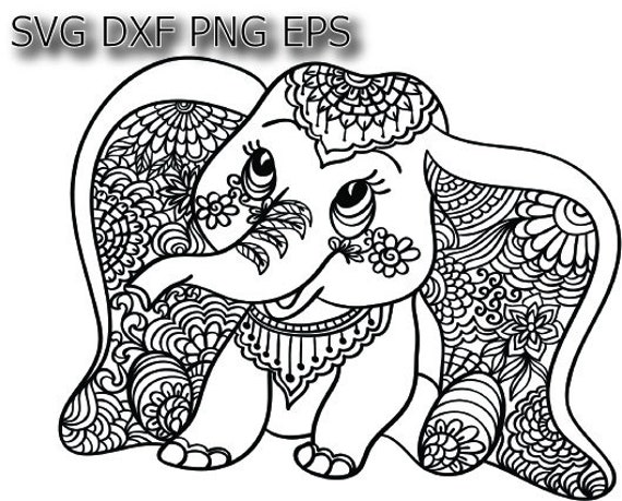 Download Baby Elephant Svg Animal Mandala Svg Zentangle For Cricut Etsy