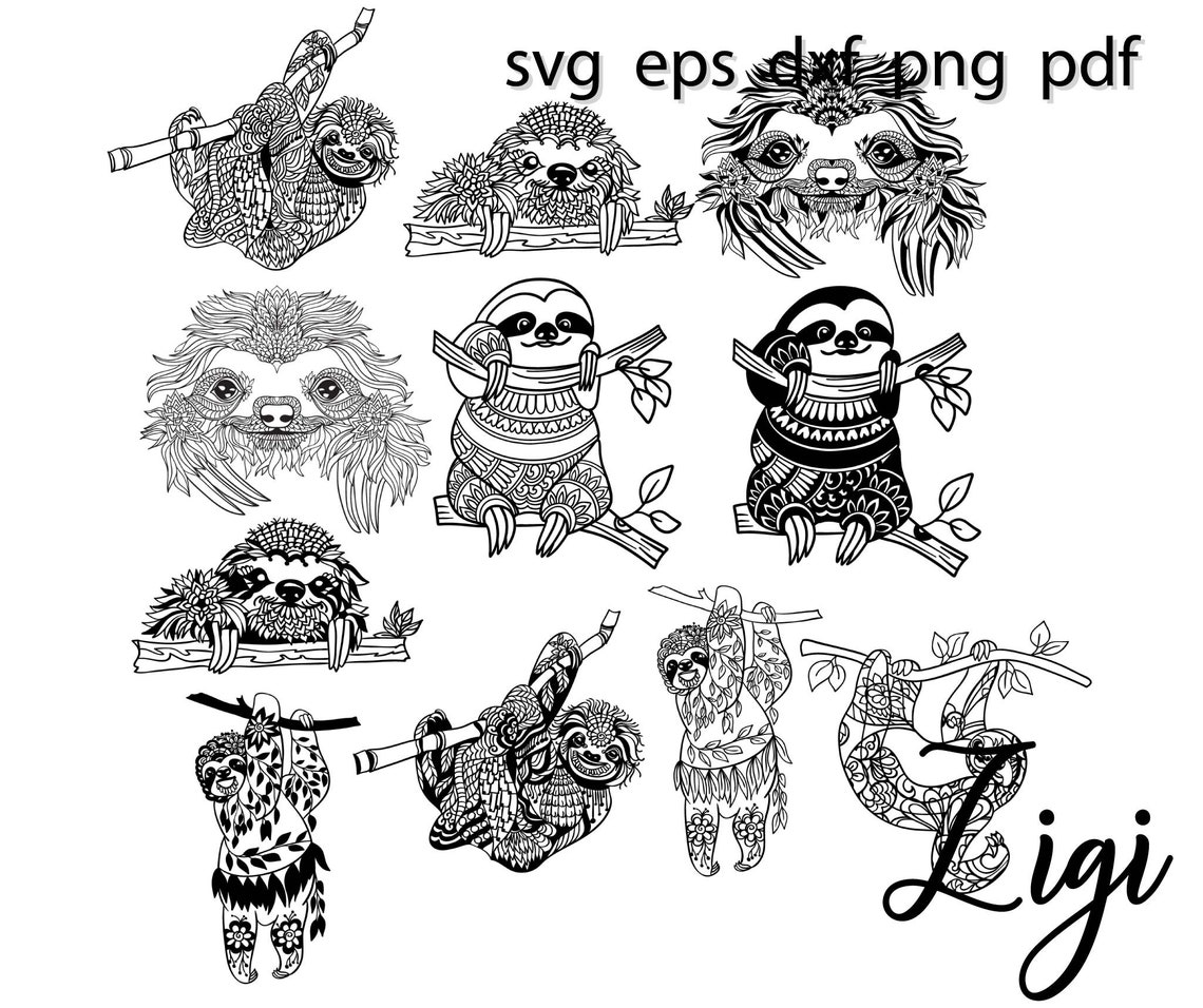 Download Sloth svg bundle sloth mandala svg sloth birthday girl ...