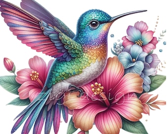 Hummingbird PNG Clipart, 12 Watercolor Bird Clip Art, Nursery Wall Art, Junk Journal, Card Making, Gift Tag, Teacher Shirt, Images Printable