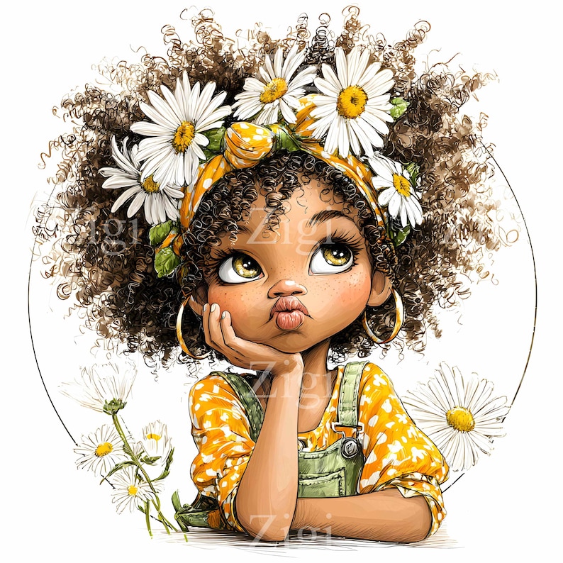 16 JPEG Winking Girl With Daisy Clipart – Cute Child JPG Illustration ...