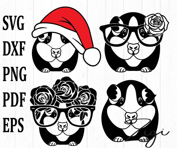 Download Guinea Pig Svg Cute Baby Glasses Flowers Mom Shirt Lover Cricut Vector Clipart Dxf Png Transfer Cut File
