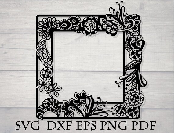 Download Doodle Frame Svg Rectangle Floral Frame Cut File Mandala Etsy