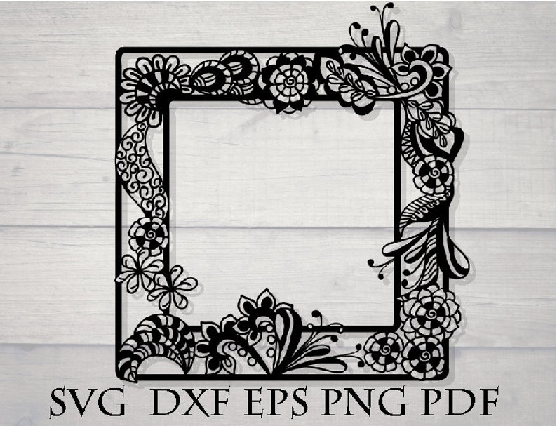 Download Doodle frame svg rectangle floral frame cut file mandala ...