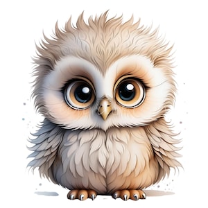 8 Clipart hibou mignon PNG, aquarelle pour chambre de bébé Sublimation Clip Art, pour carte de voeux, téléchargements numériques, imprimable