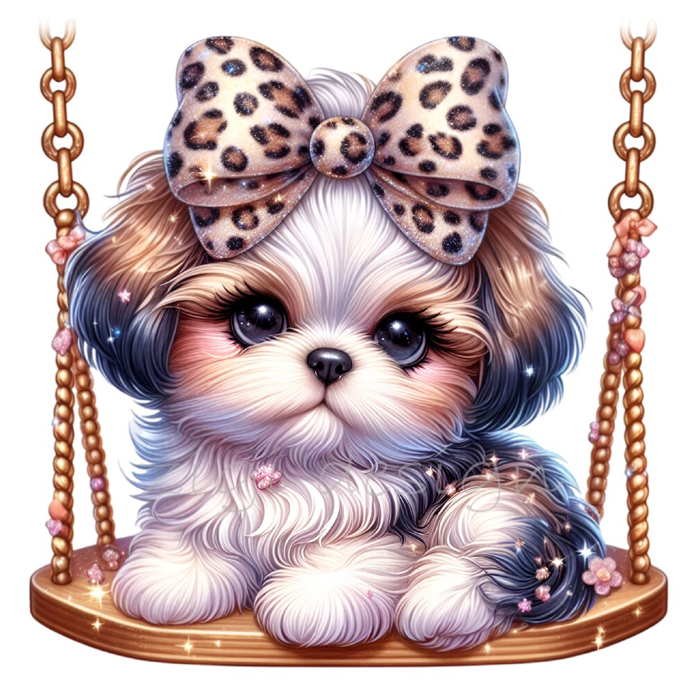 Shih Tzu Clip Art, Leopard Print Bow Clipart, 10 Png Animal Print ...