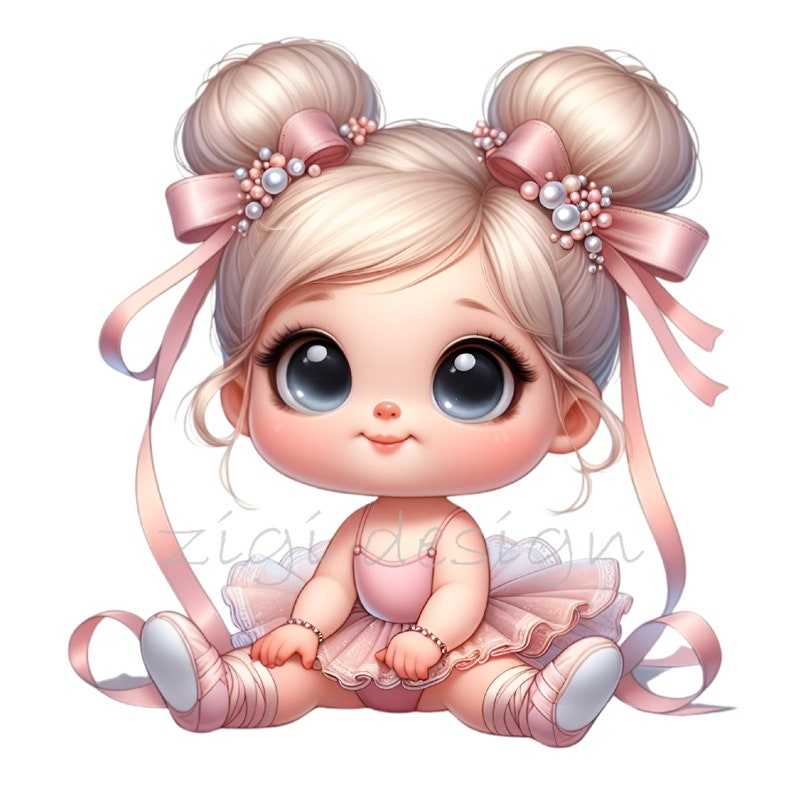 Pink Ballerina PNG, Baby Dancer Clipart, Tutu Girl Pearl Nursery Art