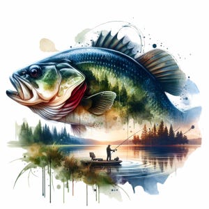 Incredibile paesaggio di basso PNG Clipart per gli amanti della pesca - 10 ideale per artigianato e arredamento
