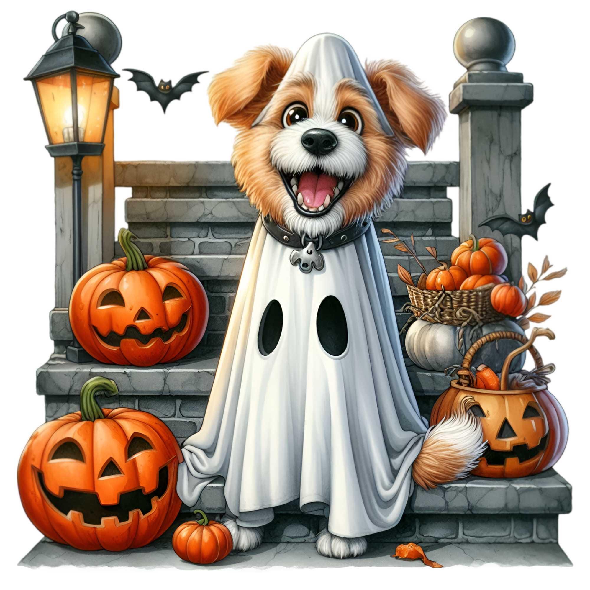 9 PNG Ghost Dog Scruffy Puppy Witch Hat Clipart, Spooky Pumpkin - Etsy