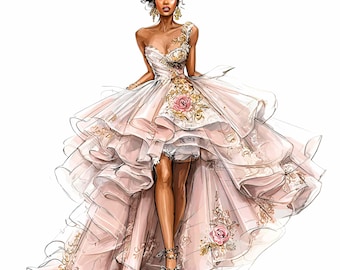 12 PNG Fashion Illustration, Luxury Woman Clipart