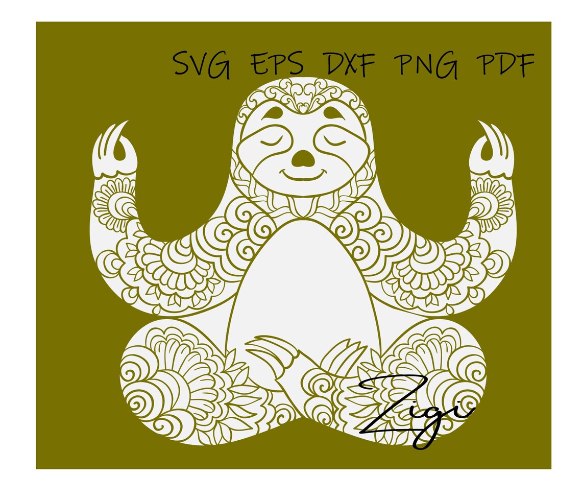 Download Yoga animal svg sloth mandala svg cut files | Etsy