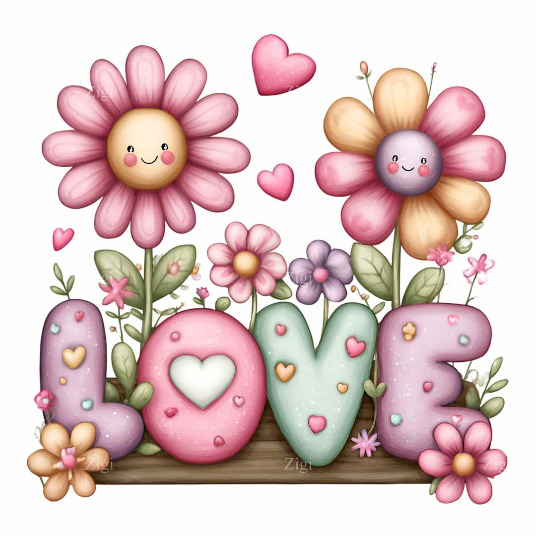 20 PNG Love Floral Clipart Illustration for Crafts, Cards, Posters ...