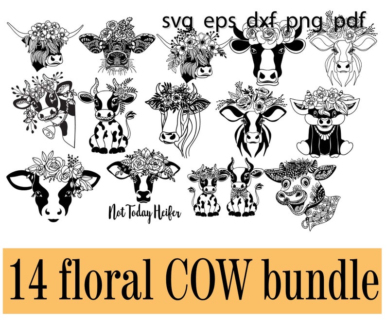 Download Cow flower crown svg floral cow svg bundle cow girl shirt ...
