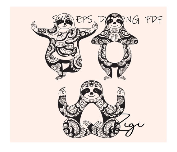Download Sloth Svg Cut Files Yoga Meditation Animal Zentangle For Etsy