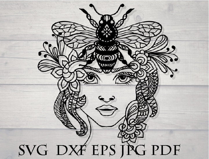Download Queen mandala svg queen bee svg mandala bee svg flower hair