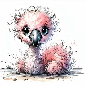 10 JPEG Fluffy bird art – Baby bird JPG clipart – Cute nursery animal print for kids' decor, whimsical design for baby shower themes