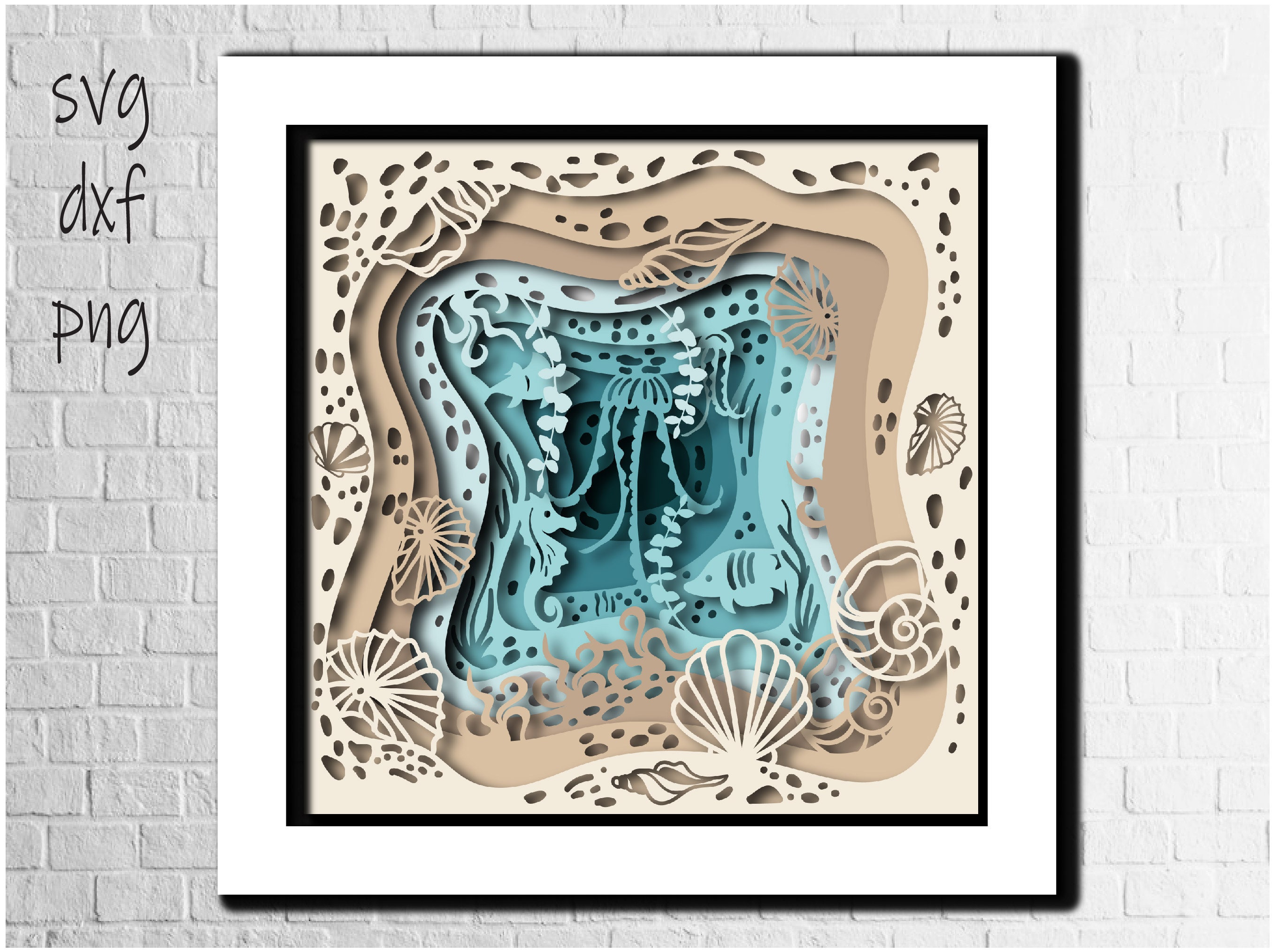 Underwater Shadowbox SVG 3D Sea Beach Paper Cut Layered Template ...